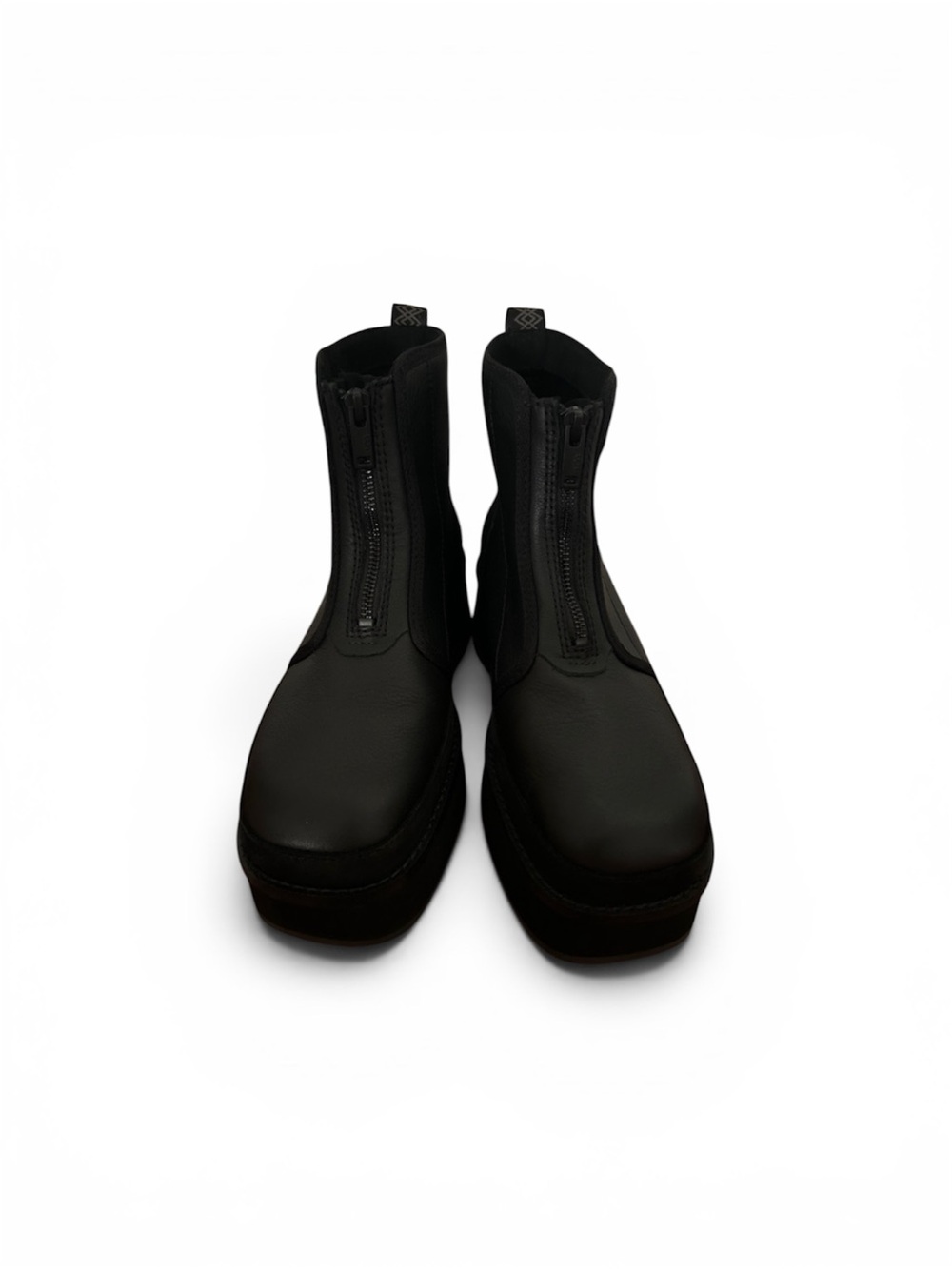 UGG Women's Black Front-Zip Platform Moto Boots